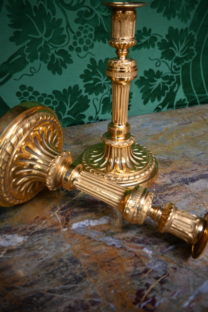 Pair Of Large Louis XVI Period Candlesticks-photo-5