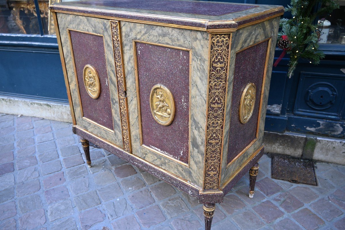 Buffet  Italien En Bois Peint Et Doré D époque Directoire-photo-2