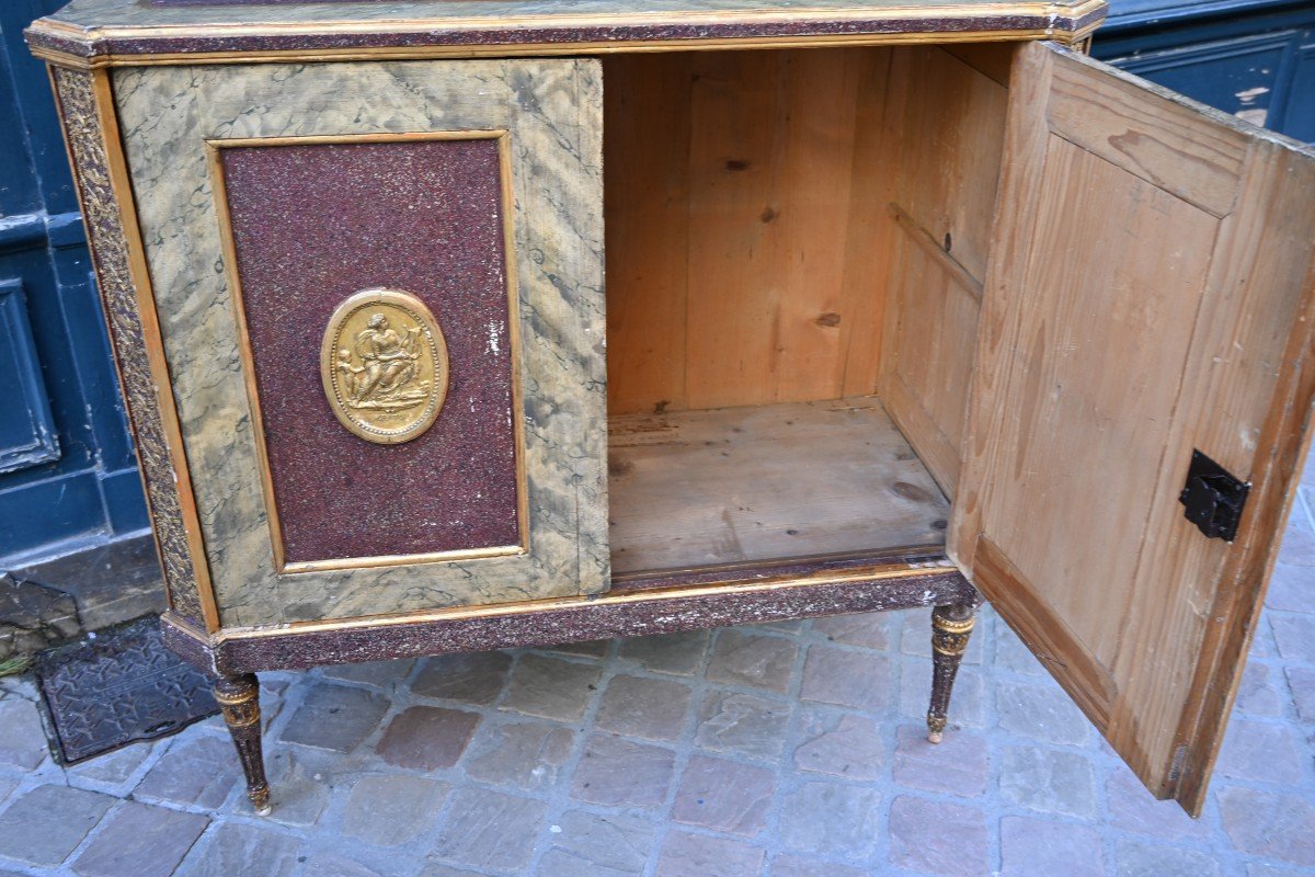 Buffet  Italien En Bois Peint Et Doré D époque Directoire-photo-5