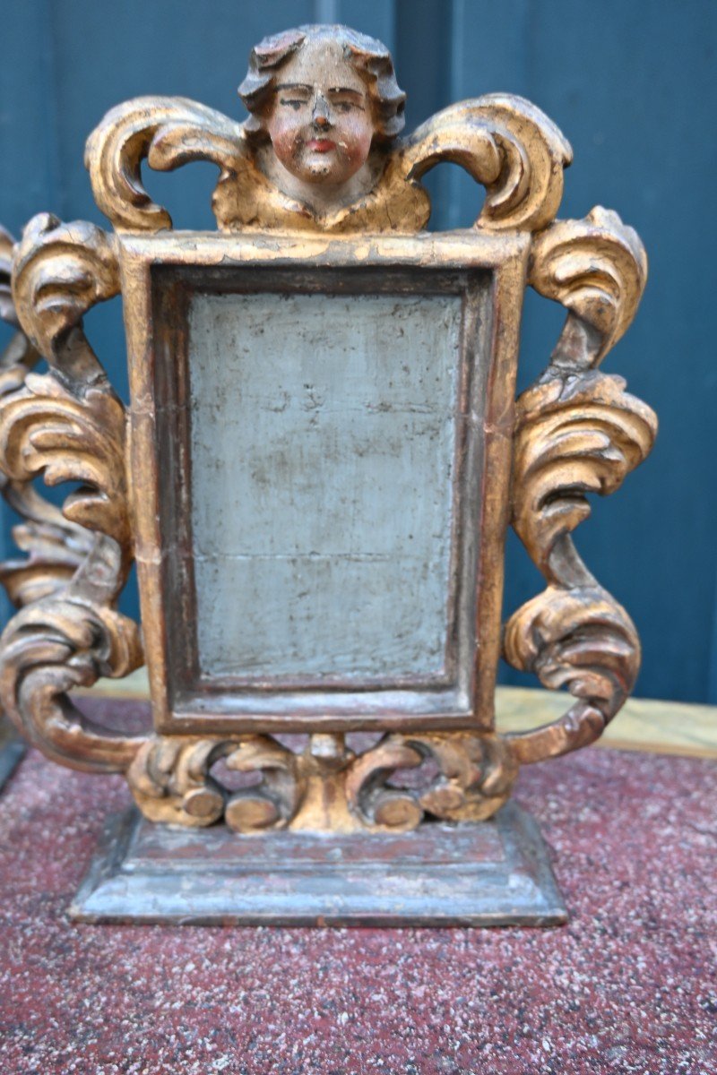Pair Of Carved Wooden Frames, Louis XIV Angel Heads-photo-2