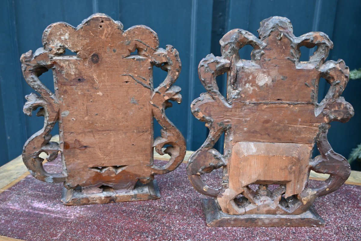 Pair Of Carved Wooden Frames, Louis XIV Angel Heads-photo-2