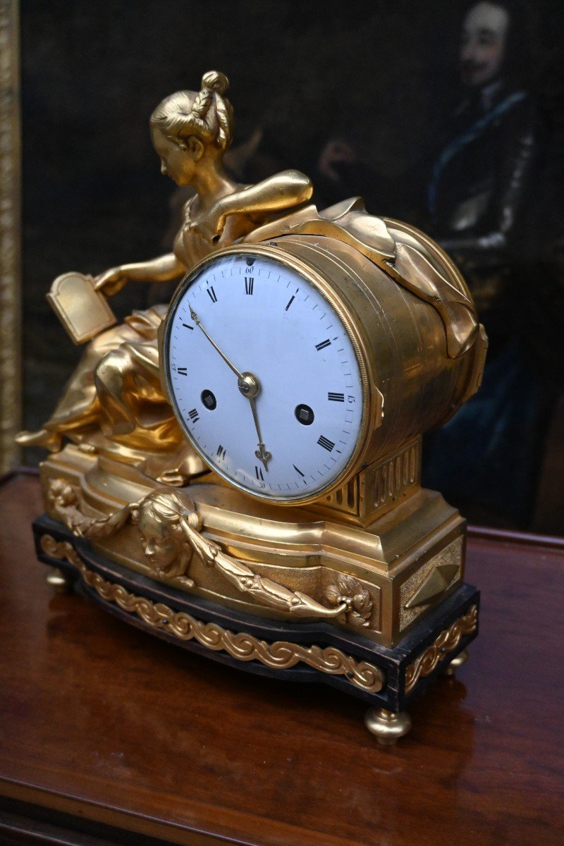 Bronze Pendulum Clock Known As Prudence Or Cleopatra From The Louis XVI Period-photo-2