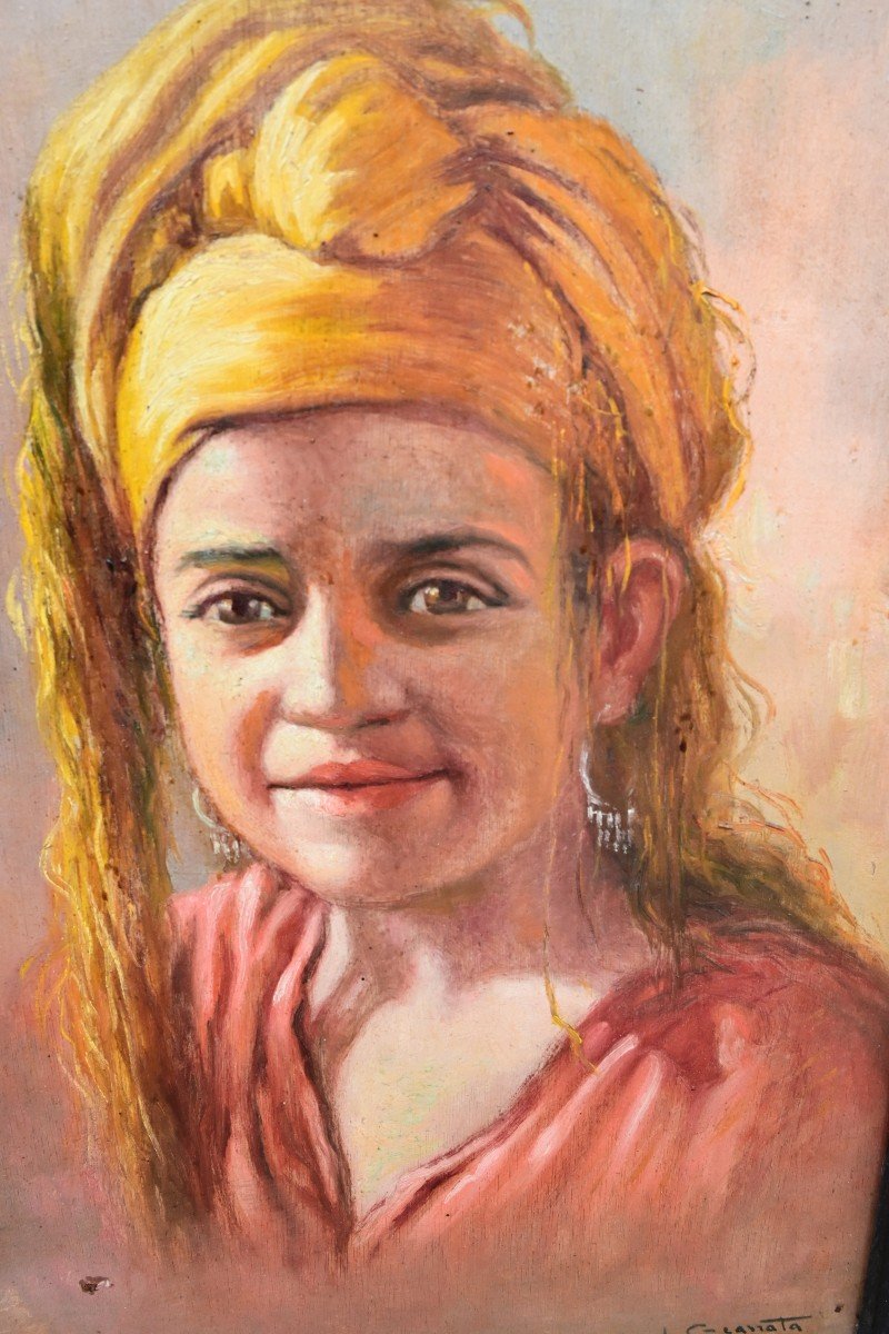 Orientalist Portrait Of A Young Woman By Louis Granata 