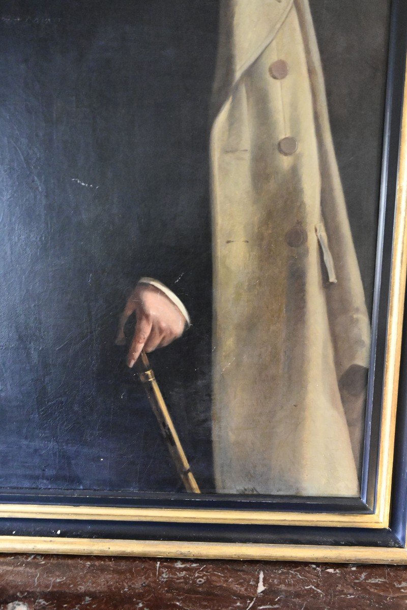 Grand Portrait D Homme XIX Signé De Balmette -photo-3