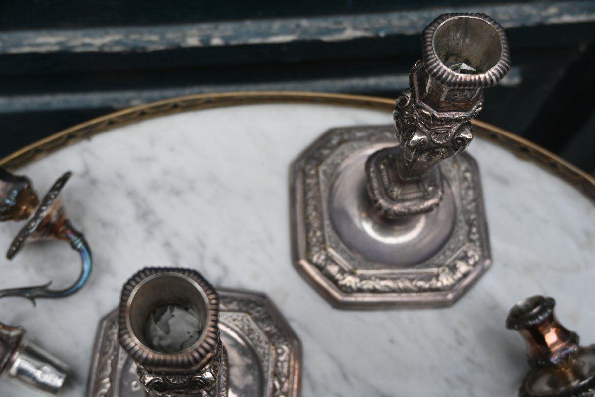 Pair Of Regency Silver-plated Bronze Candelabras-photo-4