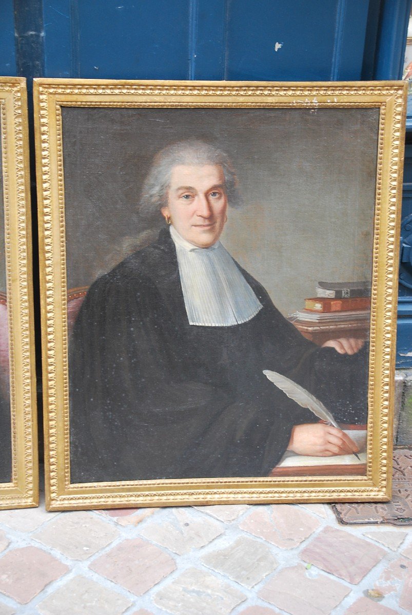 Portrait De Monsieur De Germainville , Avocat Et Sa Femme  Fin XVIII-photo-3