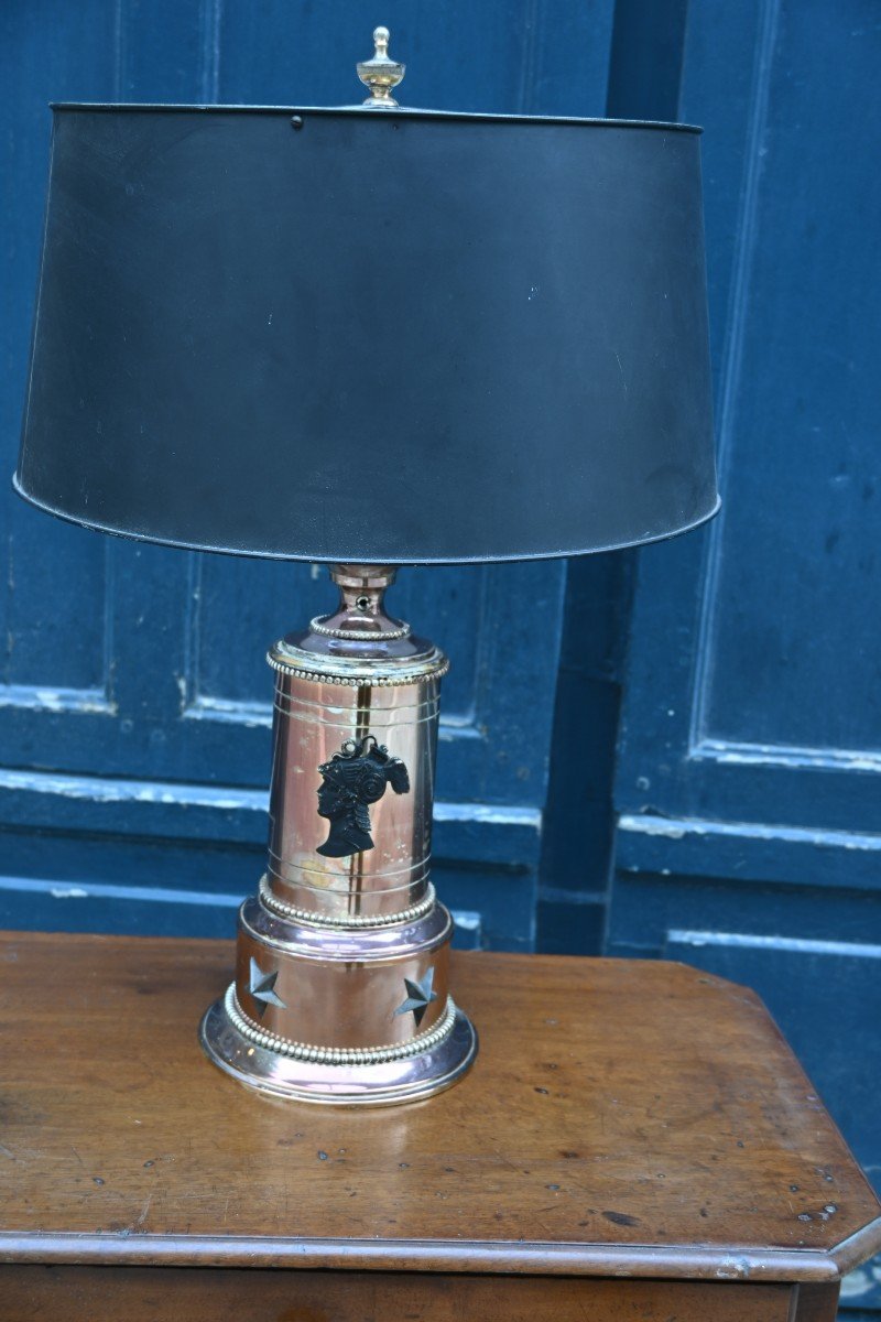 Silver Metal Lamp, With Antique Empire Style Profiles-photo-2