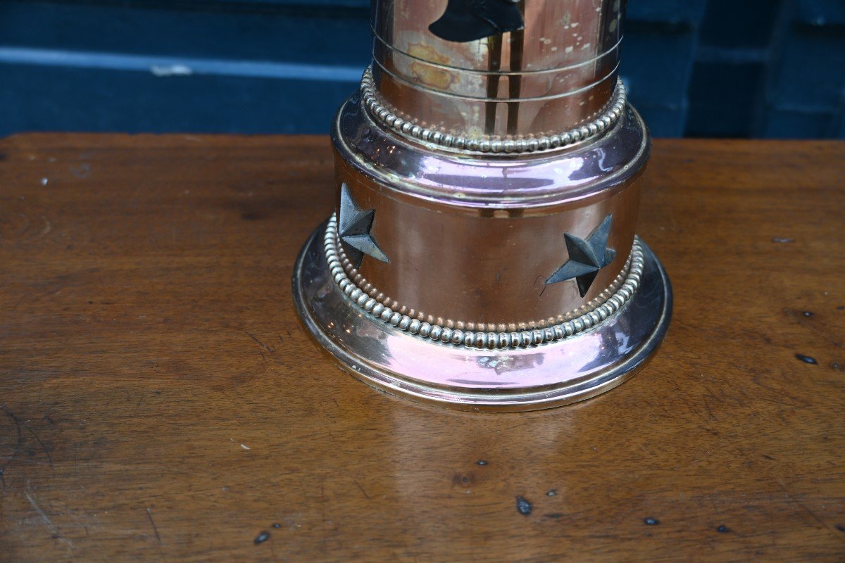 Silver Metal Lamp, With Antique Empire Style Profiles-photo-1