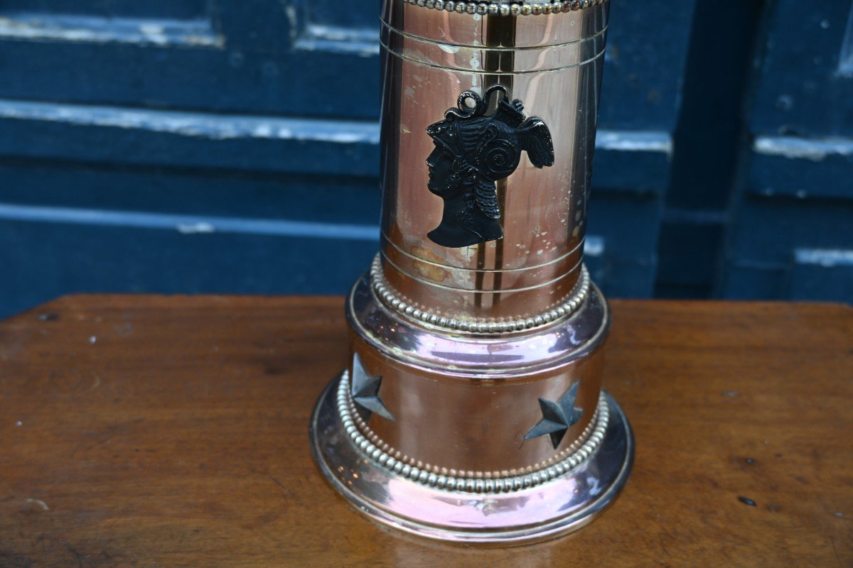 Silver Metal Lamp, With Antique Empire Style Profiles-photo-2