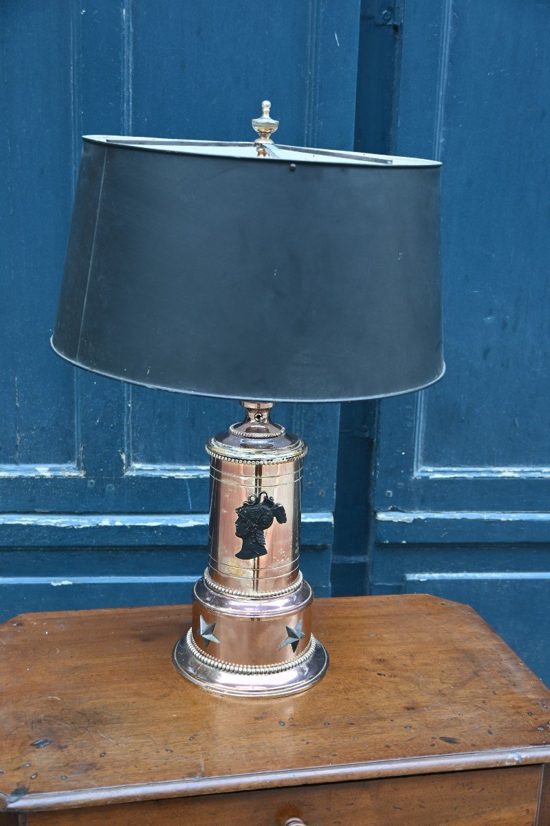 Silver Metal Lamp, With Antique Empire Style Profiles-photo-6