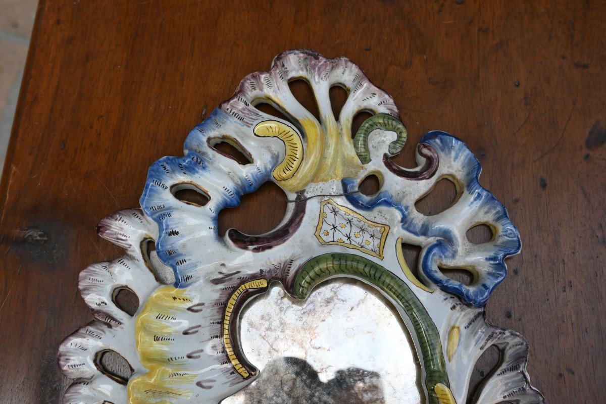 Miroir Italie En Faience à Un Bras De Lumière Style XVIII-photo-3