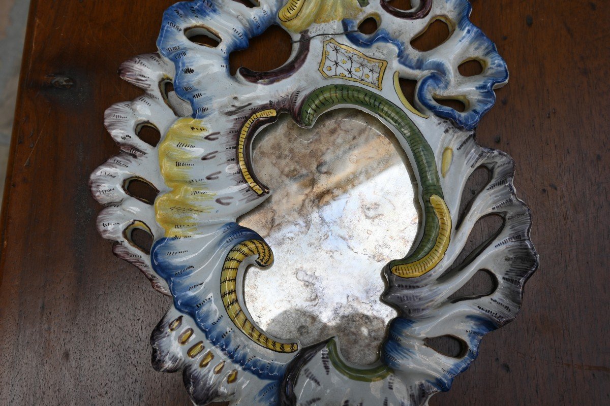 Miroir Italie En Faience à Un Bras De Lumière Style XVIII-photo-4