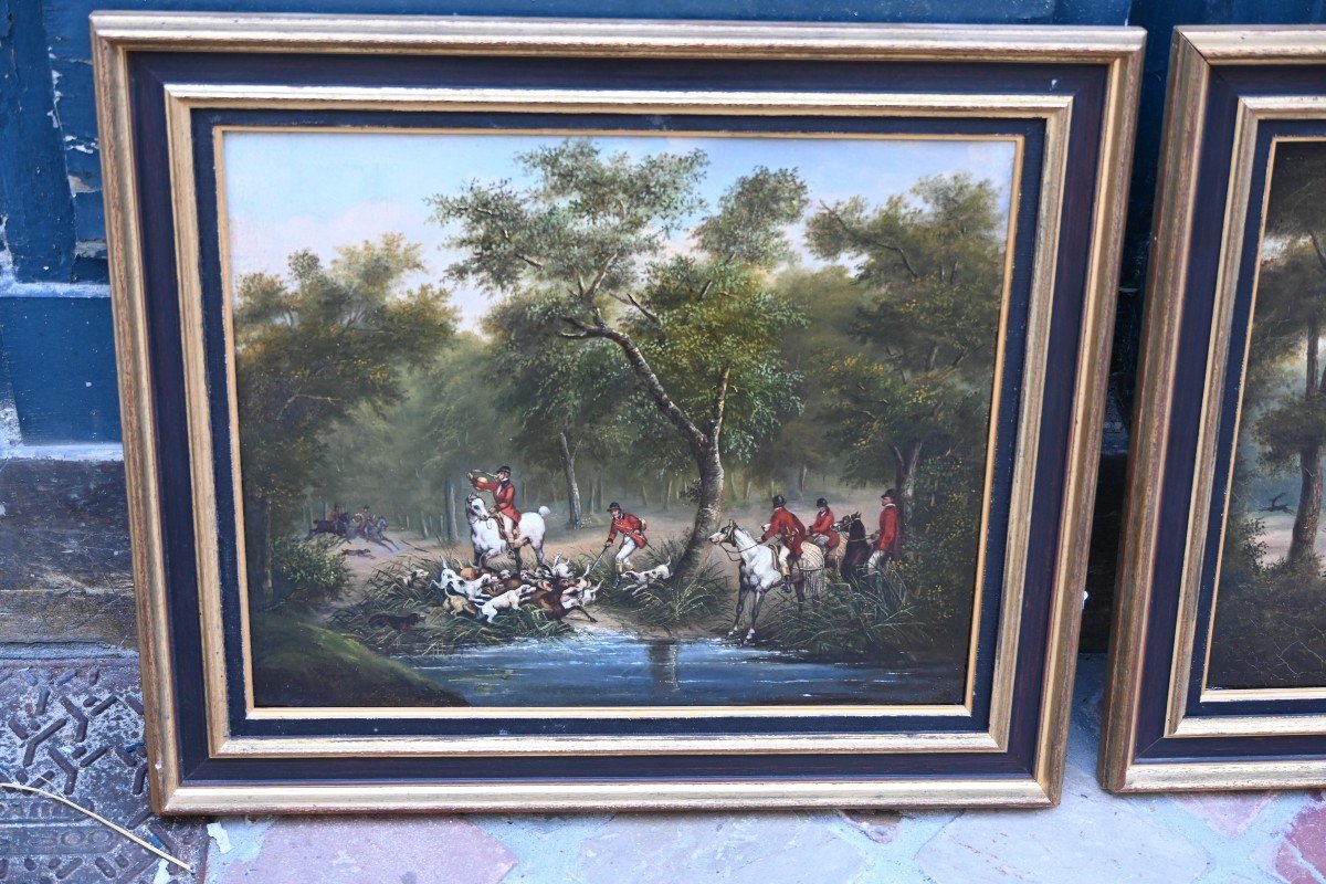 Hunting With Hounds Pair Of Canvases XIX-photo-3