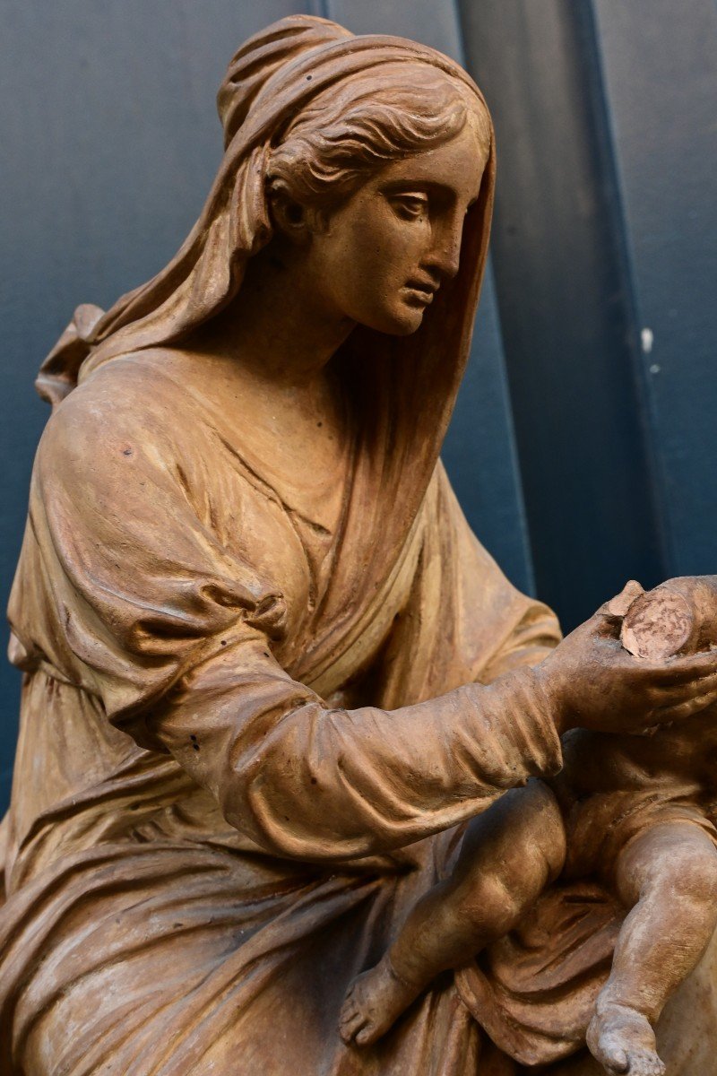 Terre Cuite Vierge à L Enfant ,italie XVIII-photo-2