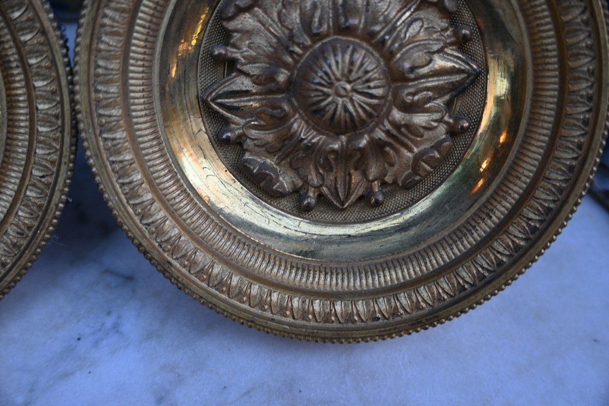 Suite De 4 Appliques Porte Embrasses En Bronze Doré D époque Empire XIX-photo-2