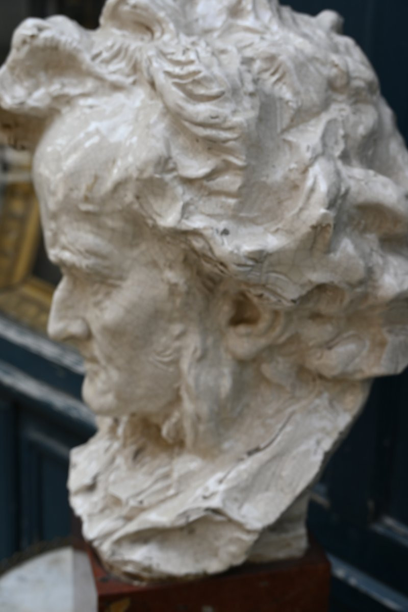 Wagner , Grand Buste En Terre Vernissée Signé  Ferdinand Cian-photo-3