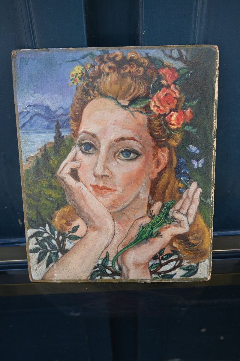 Jean Dupas, Portrait Of A Woman, Oil-photo-4
