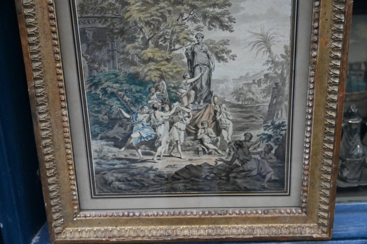 Watercolor Drawing, Venus And Her Nymphs, French School Of The 18th Century-photo-7