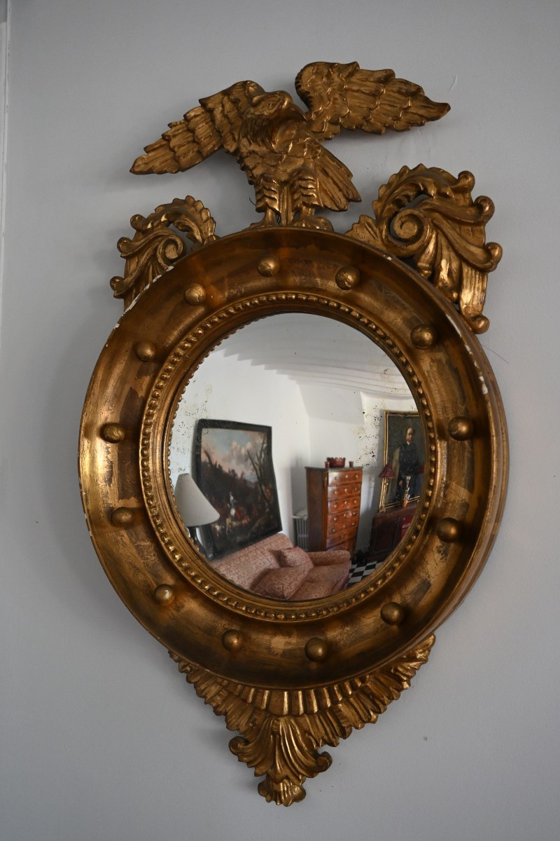 Miroir Dit De Sorcière Bois Doré , Aigle Angleterre 