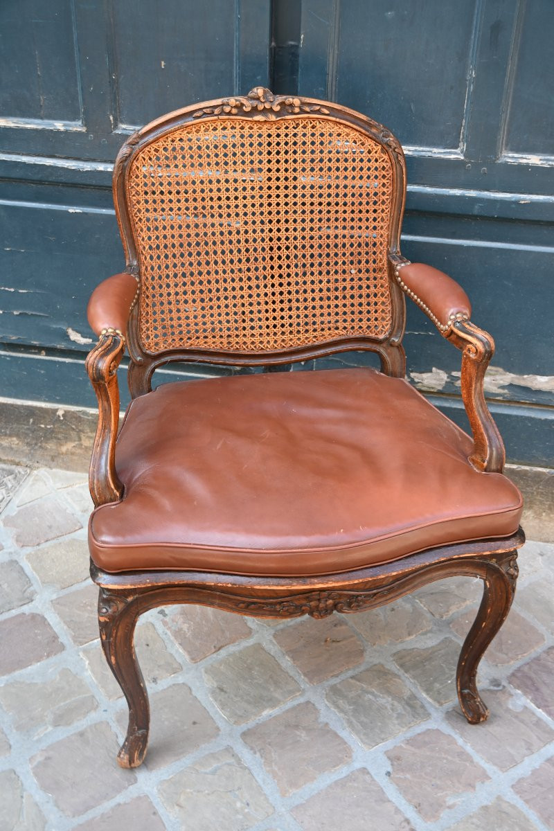 Fauteuil De Bureau Canné D époque Louis XV Du XVII-photo-3