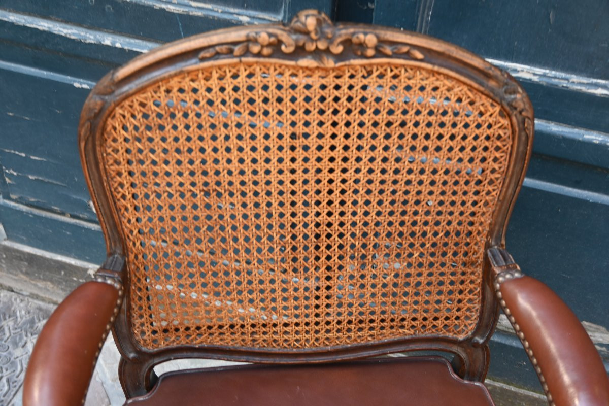 Fauteuil De Bureau Canné D époque Louis XV Du XVII-photo-4