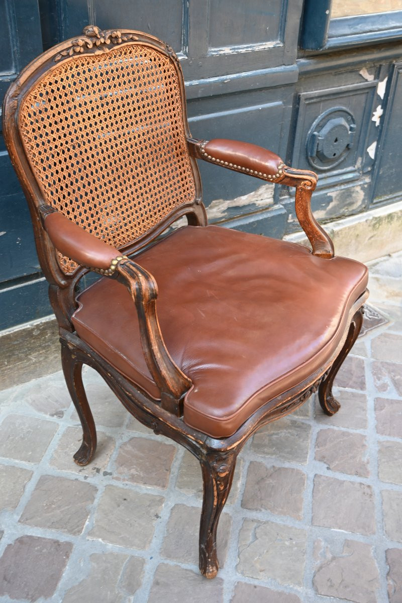 Fauteuil De Bureau Canné D époque Louis XV Du XVII-photo-1