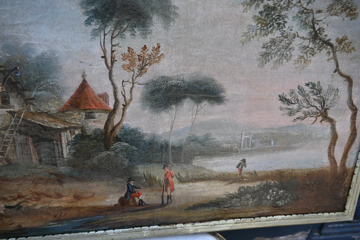 Mounted Paper, Countryside Landscape, 18th Century School-photo-3