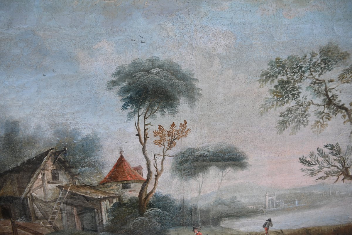 Mounted Paper, Countryside Landscape, 18th Century School-photo-4
