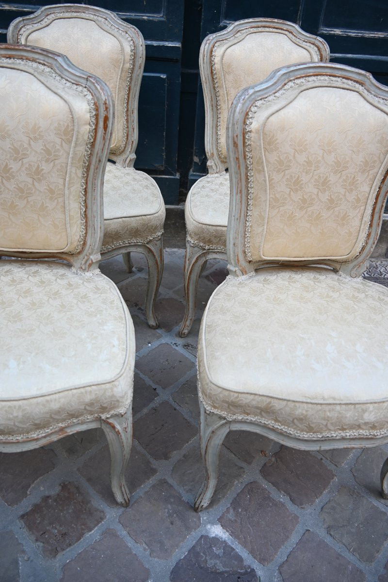 Nadal, Set Of 4 Louis XV Lacquered Wood Chairs-photo-2
