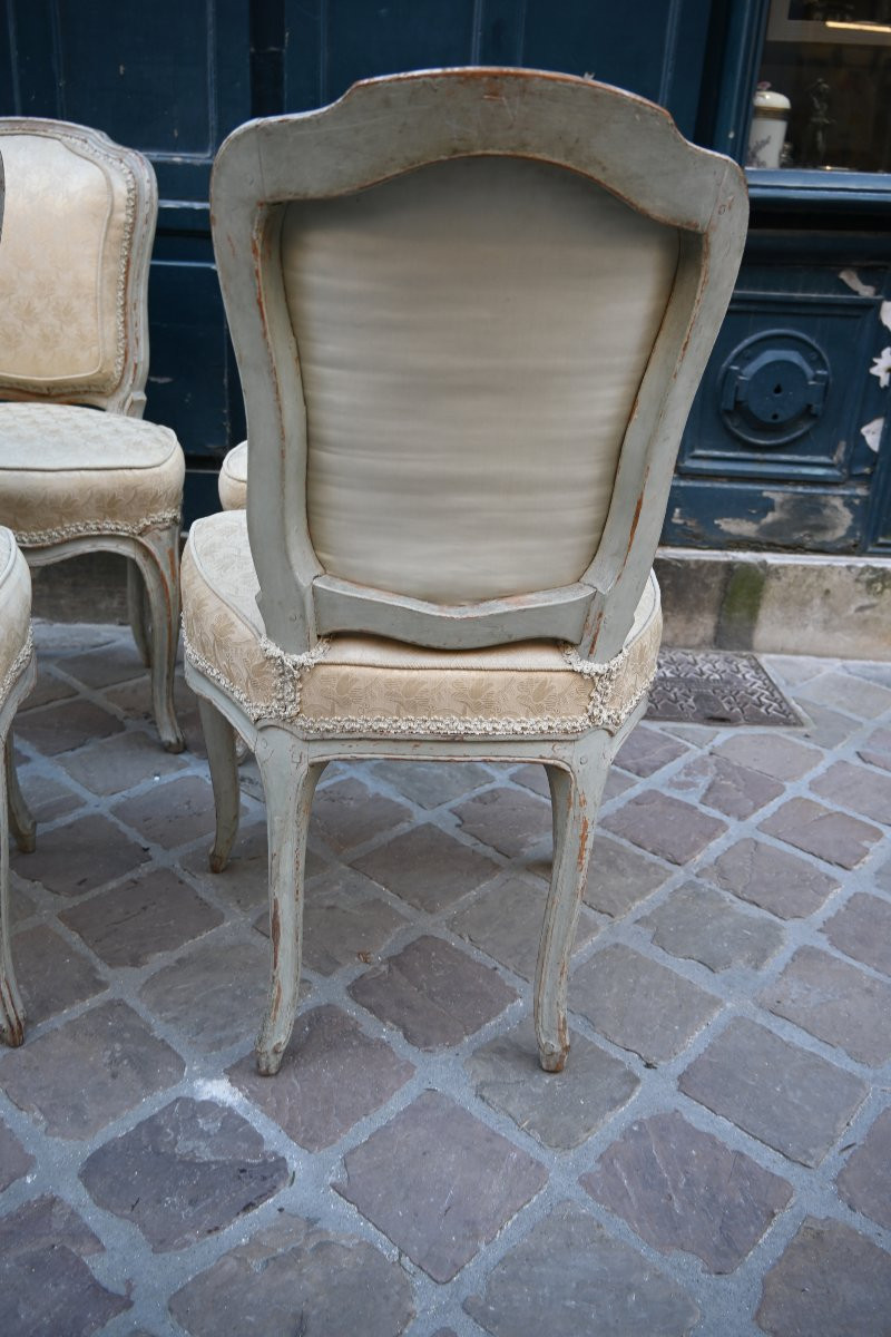 Nadal, Set Of 4 Louis XV Lacquered Wood Chairs-photo-4