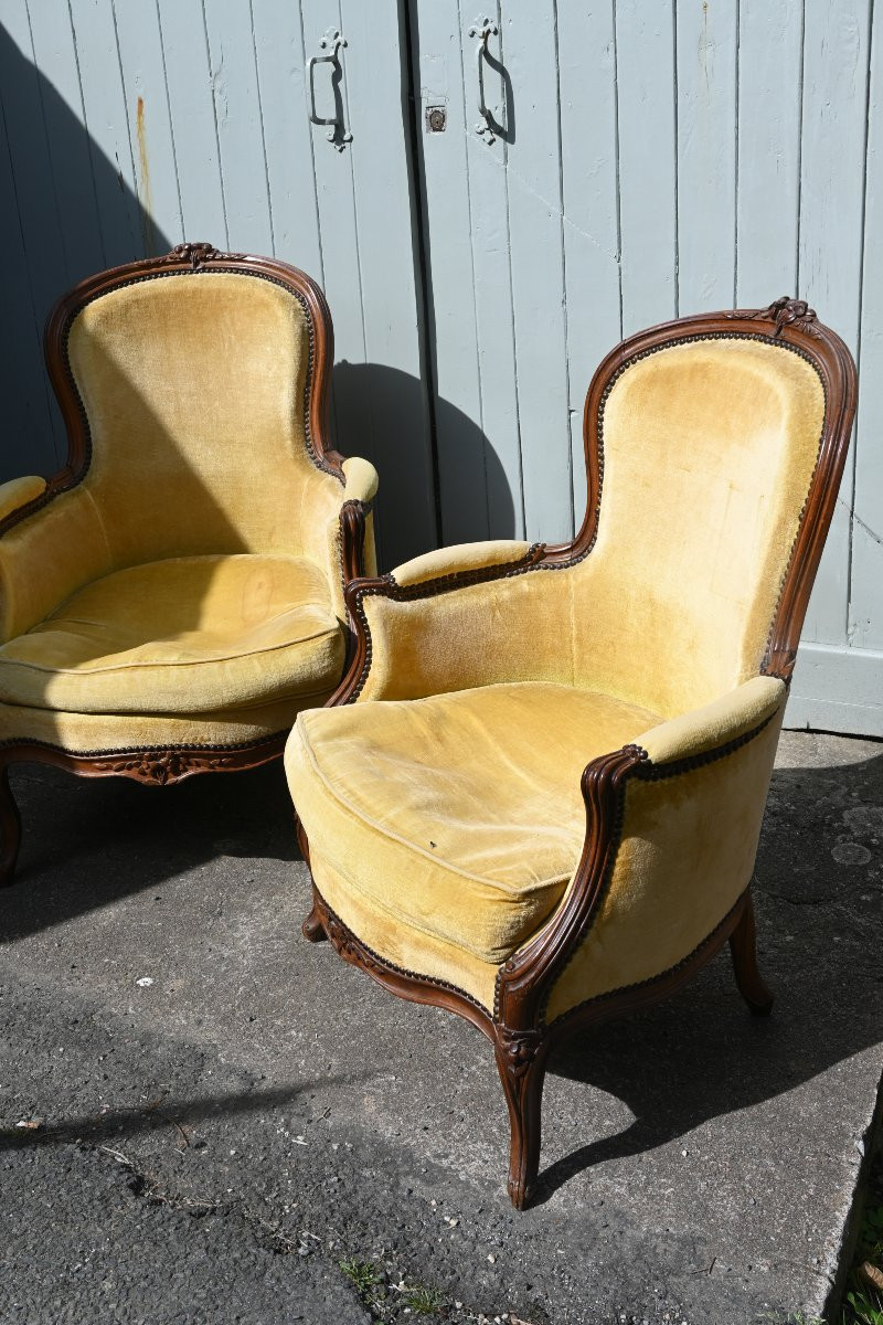 Paire De Bergères Bois Naturel Estampillées De Georges Jacob  époque Louis XV-photo-2