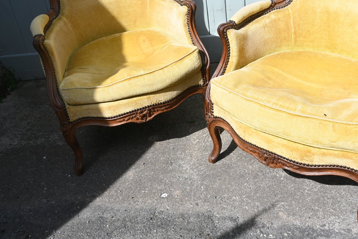 Paire De Bergères Bois Naturel Estampillées De Georges Jacob  époque Louis XV-photo-4