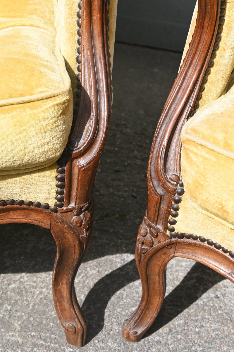 Paire De Bergères Bois Naturel Estampillées De Georges Jacob  époque Louis XV-photo-1