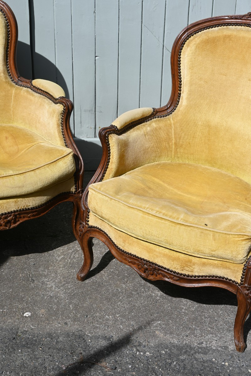 Paire De Bergères Bois Naturel Estampillées De Georges Jacob  époque Louis XV