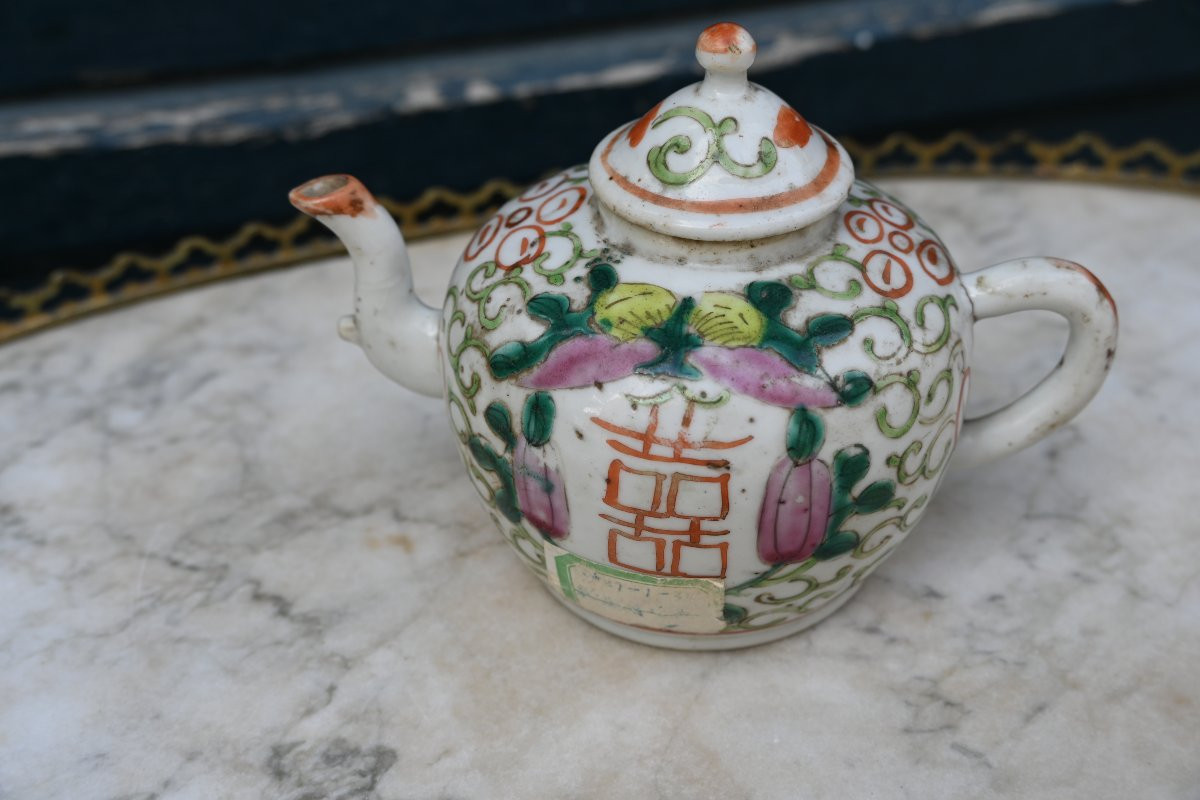Petite Théière En Porcelaine De Chine XIX-photo-2