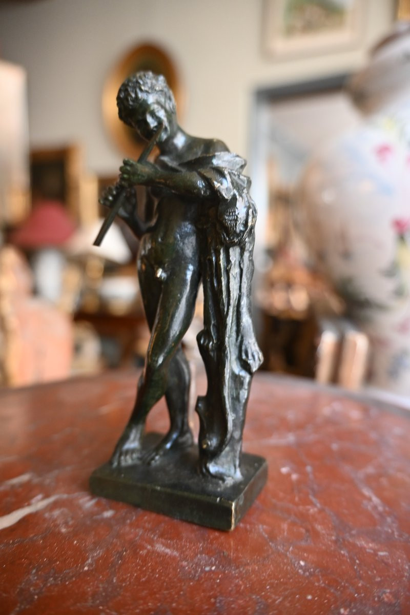Small Bronze With An Antique Faun Playing The Flute-photo-5