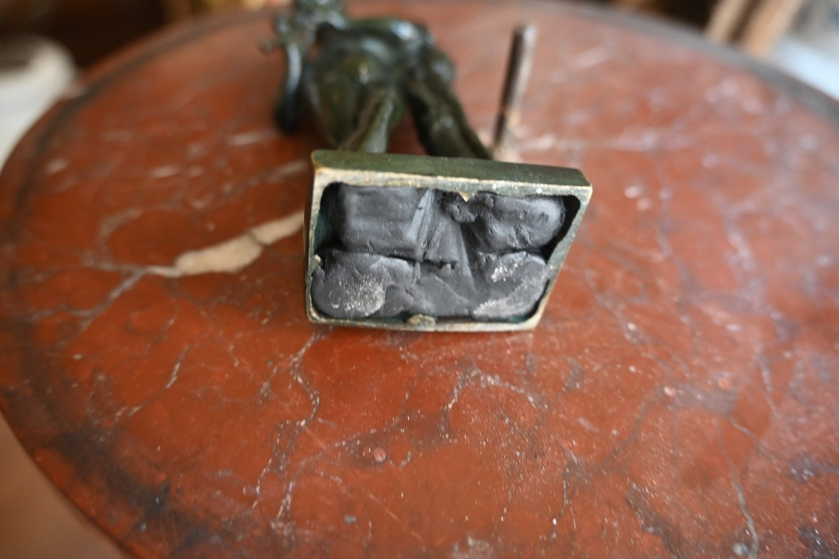 Small Bronze With An Antique Faun Playing The Flute-photo-7