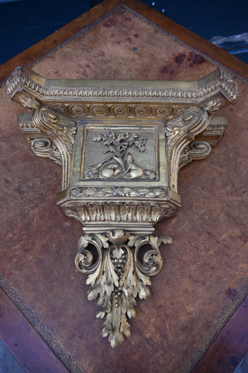 Rare Louis XVI Period Carved Wooden Console Table-photo-5
