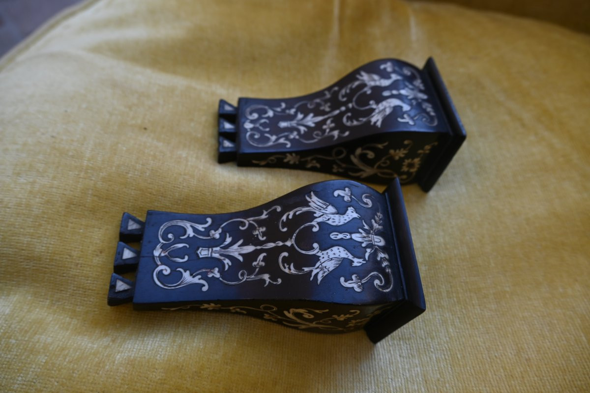 Pair Of Small Neo-renaissance Consoles, Italy, 19th Century-photo-3