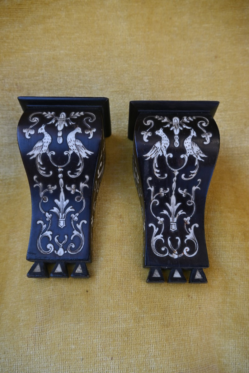 Pair Of Small Neo-renaissance Consoles, Italy, 19th Century