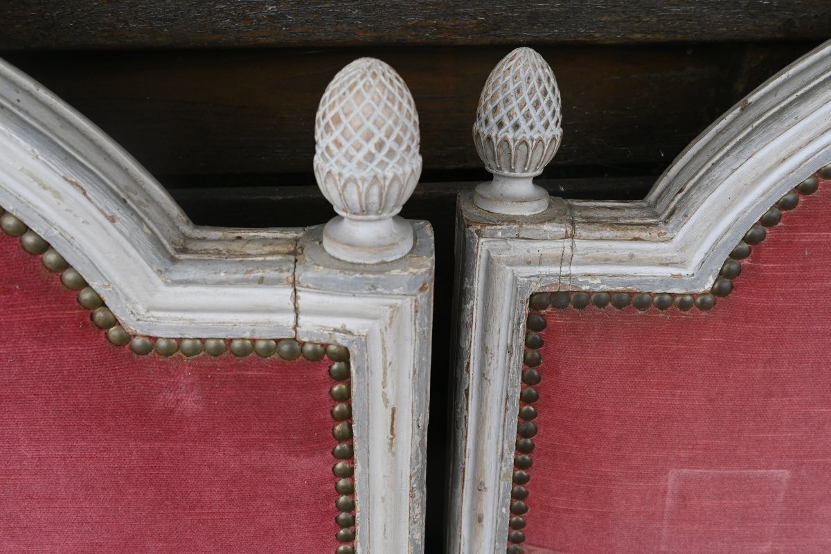 Lacquered Wood Middle Bed, Louis XVI Period, Stamped Meunier XVIII-photo-1
