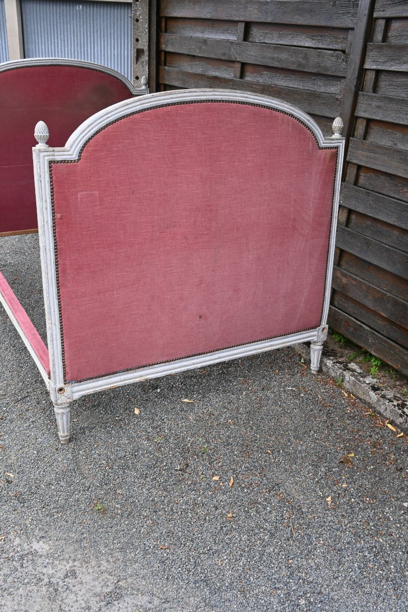 Lacquered Wood Middle Bed, Louis XVI Period, Stamped Meunier XVIII-photo-6