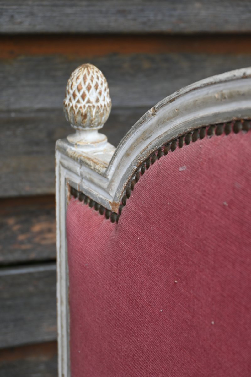Lacquered Wood Middle Bed, Louis XVI Period, Stamped Meunier XVIII-photo-7