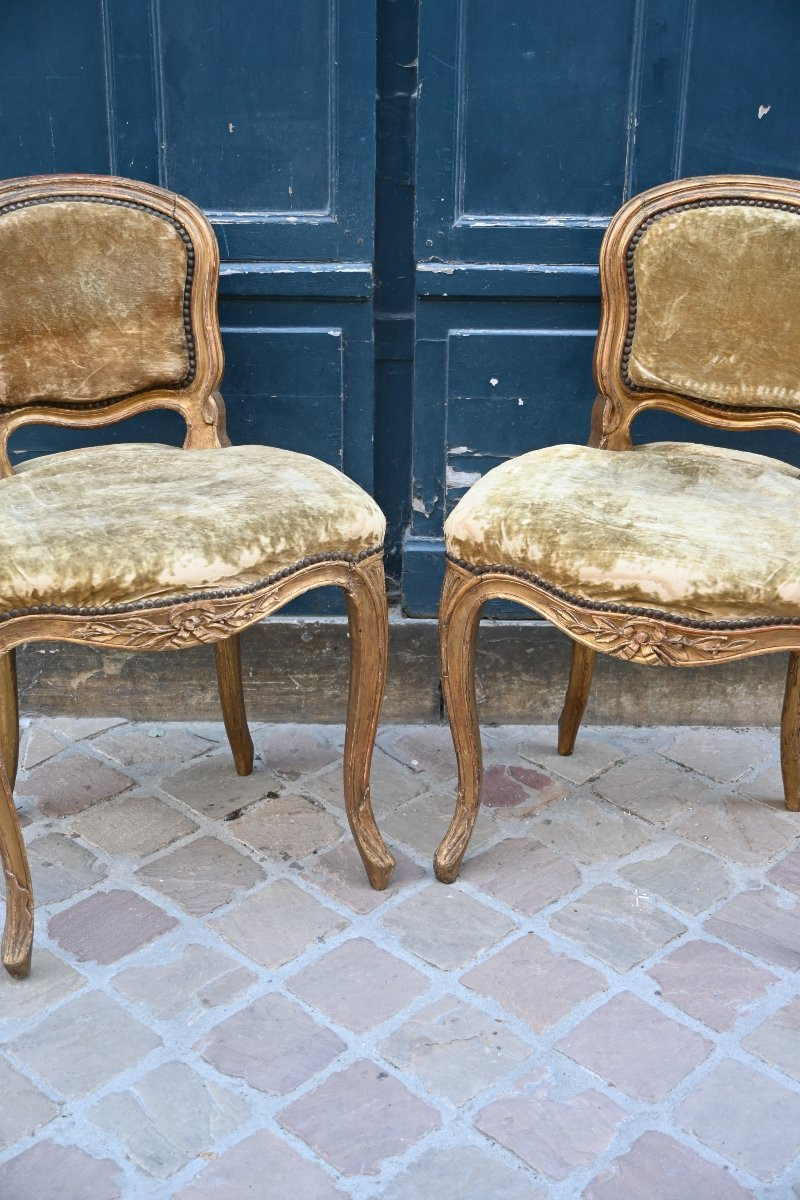 Rare Paire De Chaises De Musiciens D époque Louis XV Du XVIII-photo-2