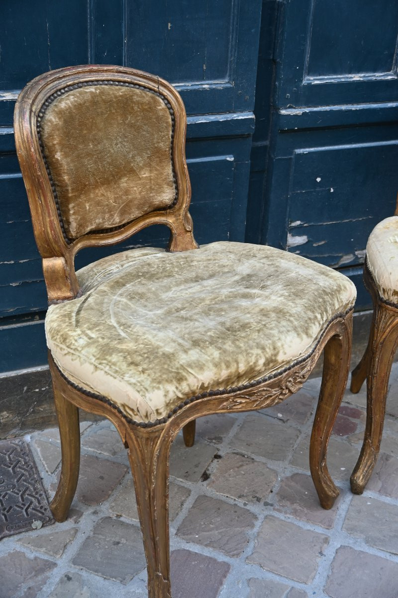 Rare Paire De Chaises De Musiciens D époque Louis XV Du XVIII-photo-3