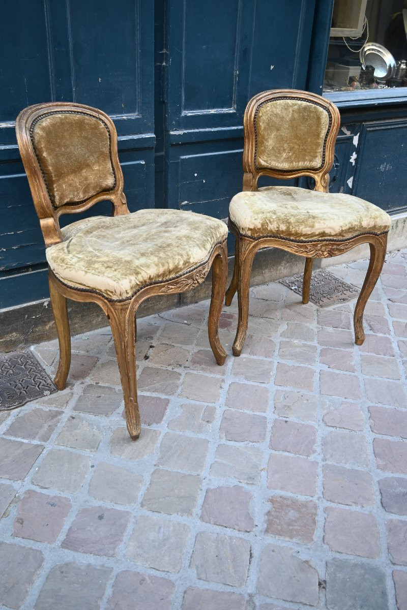 Rare Paire De Chaises De Musiciens D époque Louis XV Du XVIII-photo-4