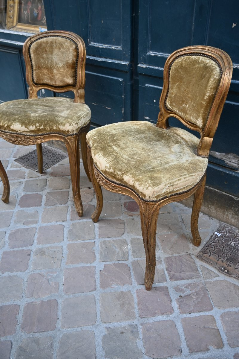 Rare Paire De Chaises De Musiciens D époque Louis XV Du XVIII-photo-5