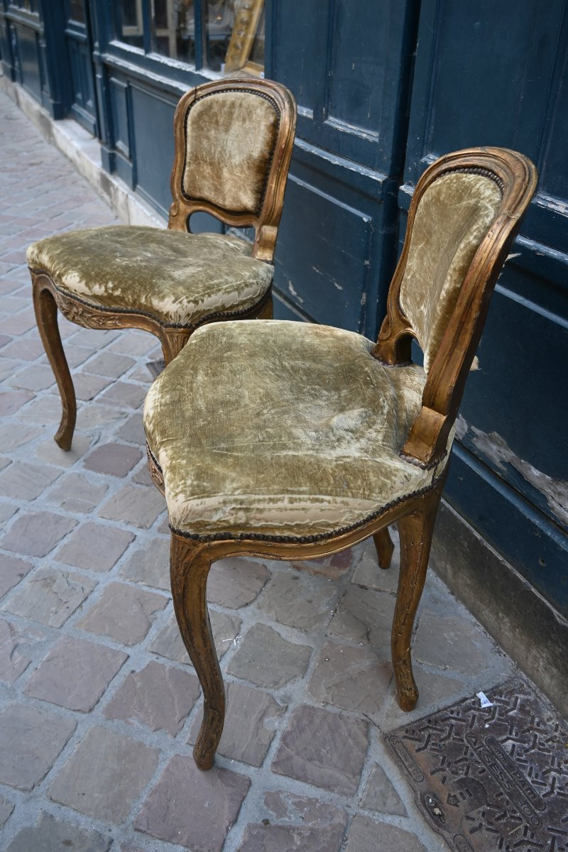 Rare Paire De Chaises De Musiciens D époque Louis XV Du XVIII-photo-6
