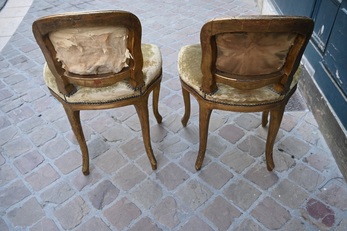 Rare Paire De Chaises De Musiciens D époque Louis XV Du XVIII-photo-7