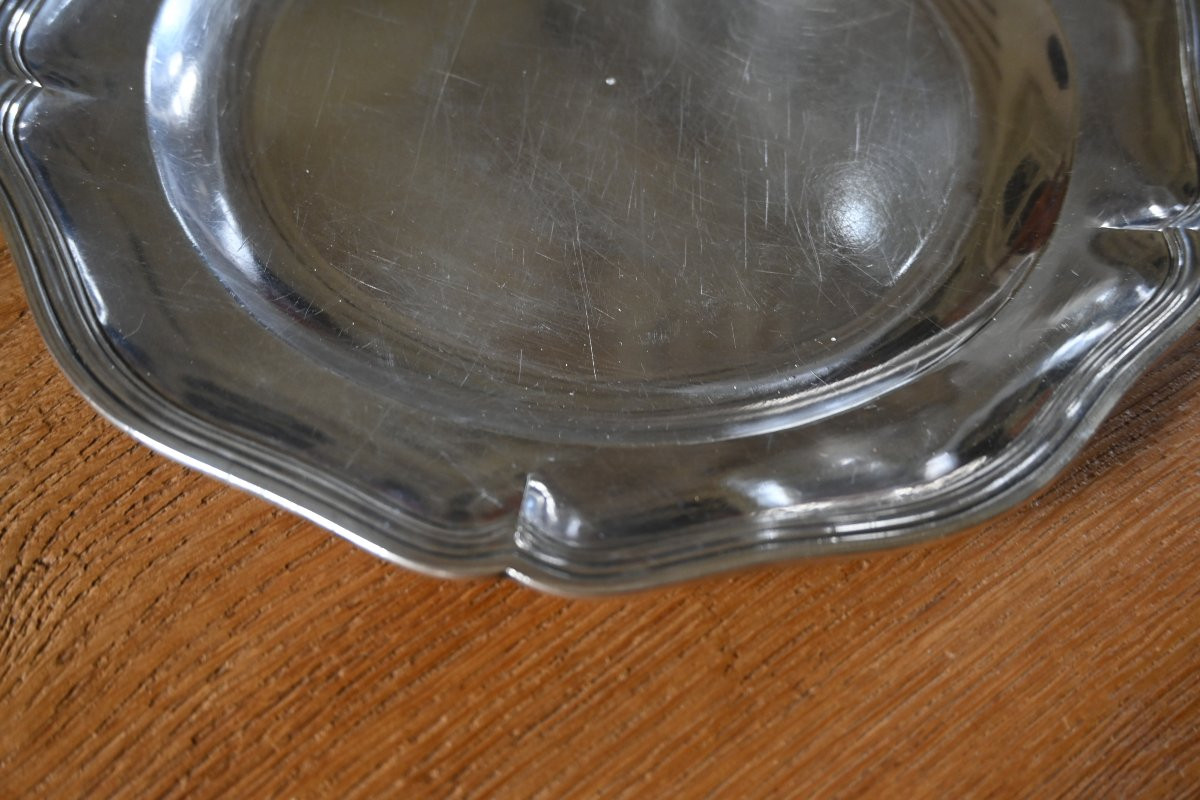 Silver Dish With Contoured Fillets And Alliance Coat Of Arms 18th Century-photo-4